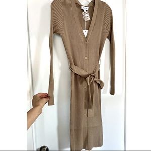 Tan sweater midi dress